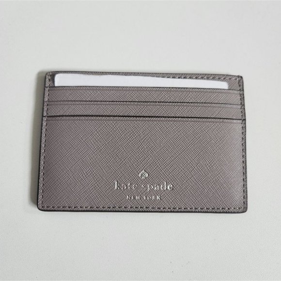 *SOLD* NWT KATE SPADE | Greta Court Saffiano leather taupe card holder glitter - Picture 2 of 4